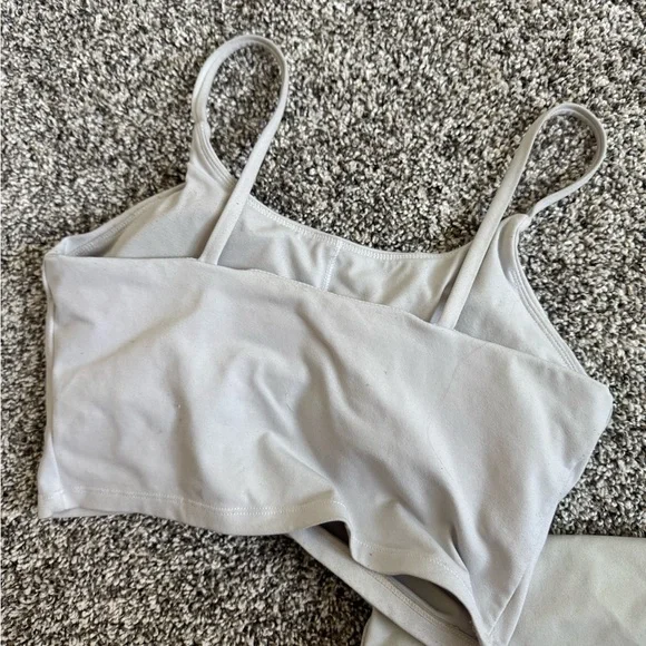 White built in bra Fitted Camisole Crop Tops set of 2 - Picture 3 of 8